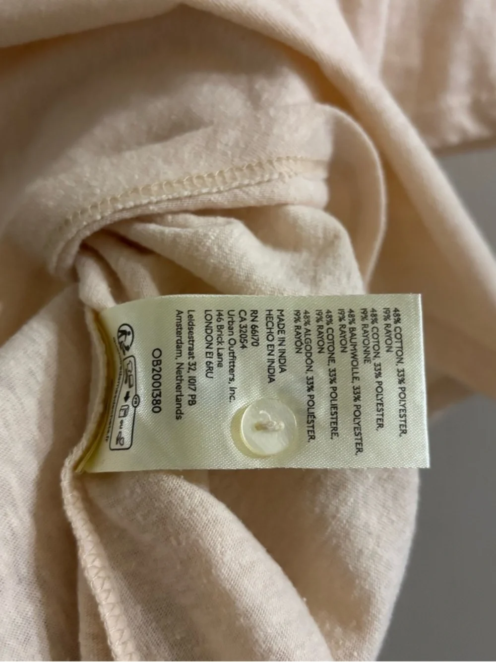 Anthropologie Puff-Sleeve Henley Top - Light Cream